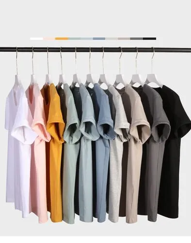 Men's T-shirt Short Sleeve Women's T-Shirts Basic Solid Color