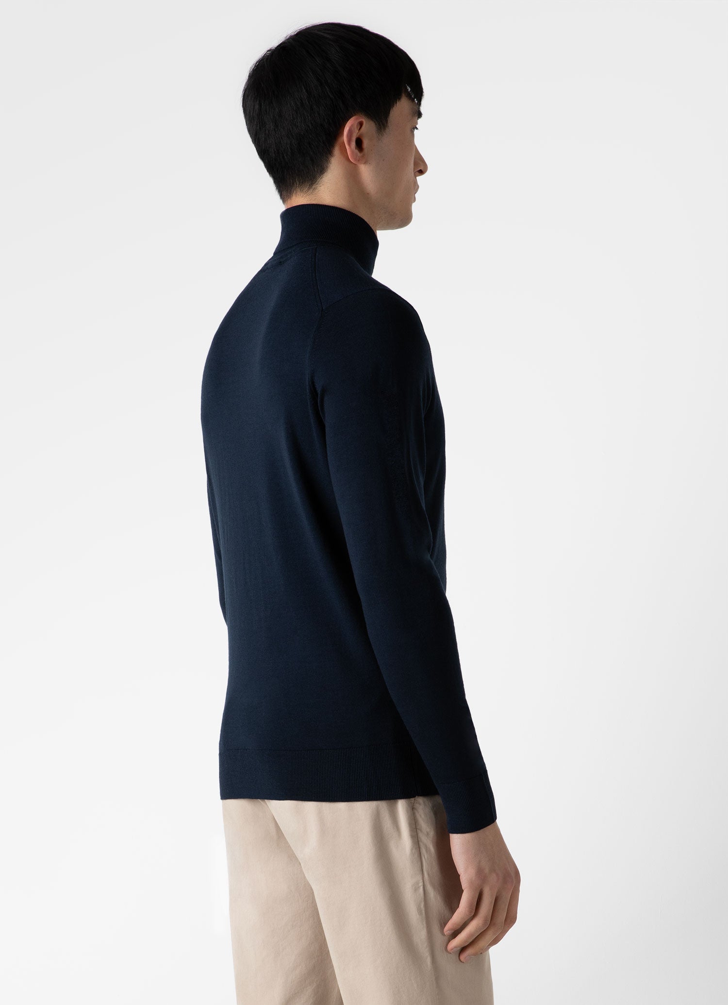 Men's Extra-Fine Merino Roll Neck in Light Navy