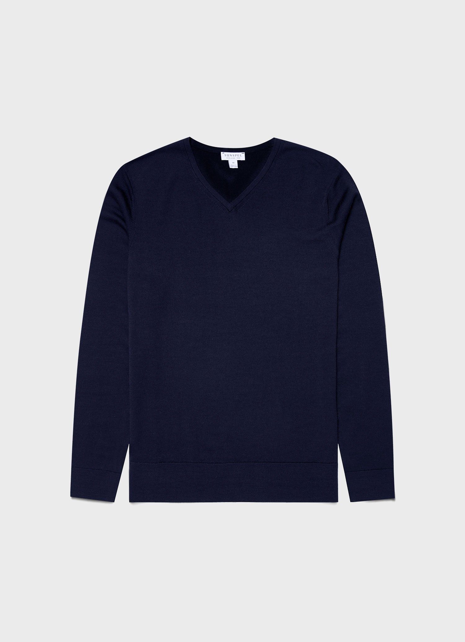 Men's Extra-Fine Merino V-neck in Light Navy