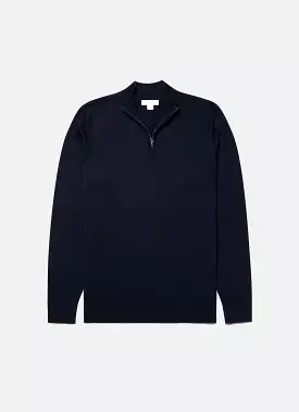 Men's Extra-Fine Merino Zip Neck in Light Navy