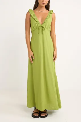 Mila Ruffle Maxi Dress Matcha