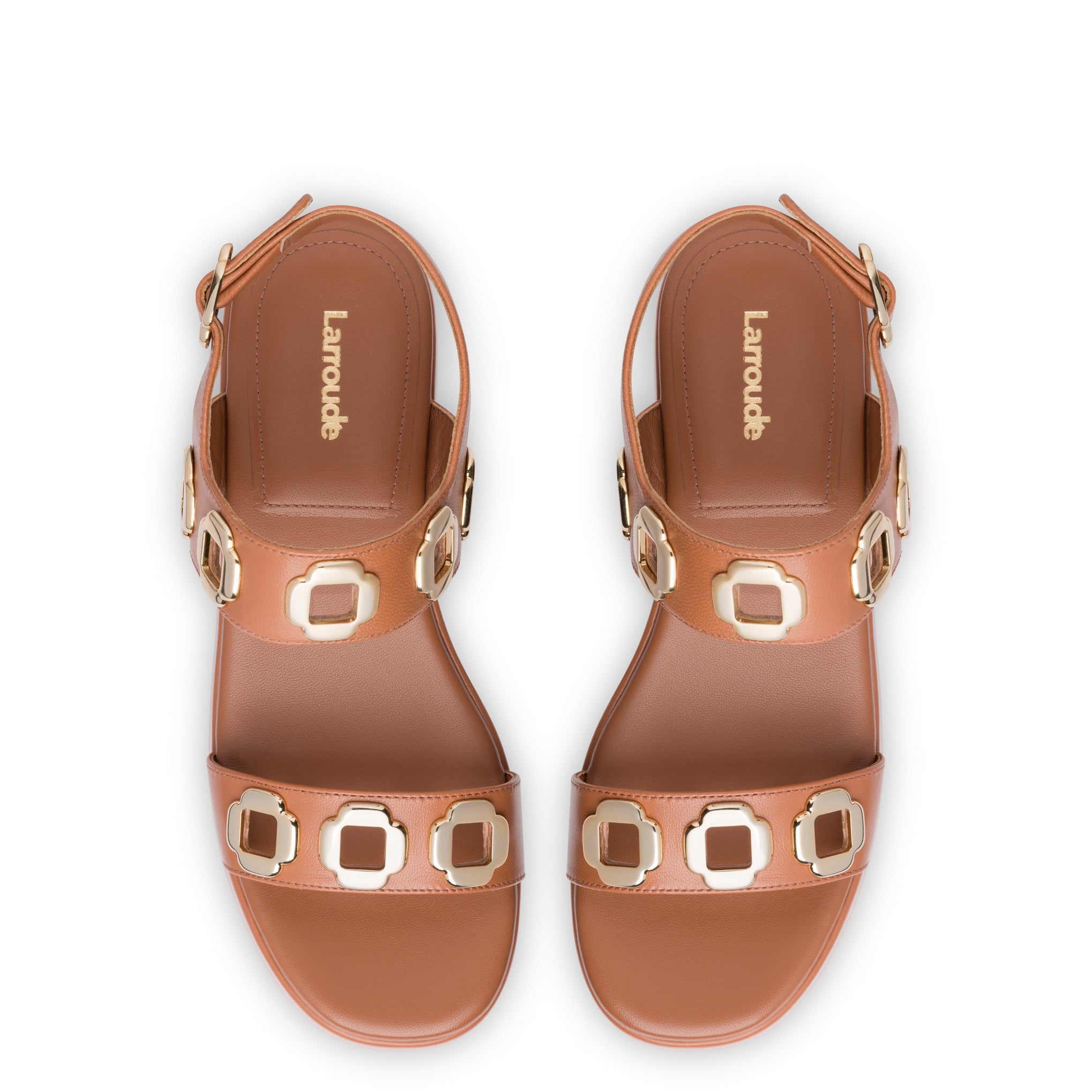 Milan Flatform Sandal In Caramel Leather