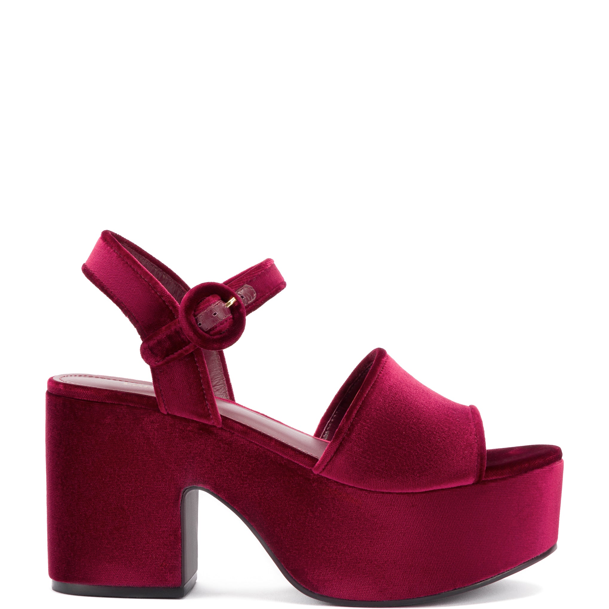 Miso Platform Strap Sandal In Wine Velvet