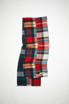 Mixed check wool scarf