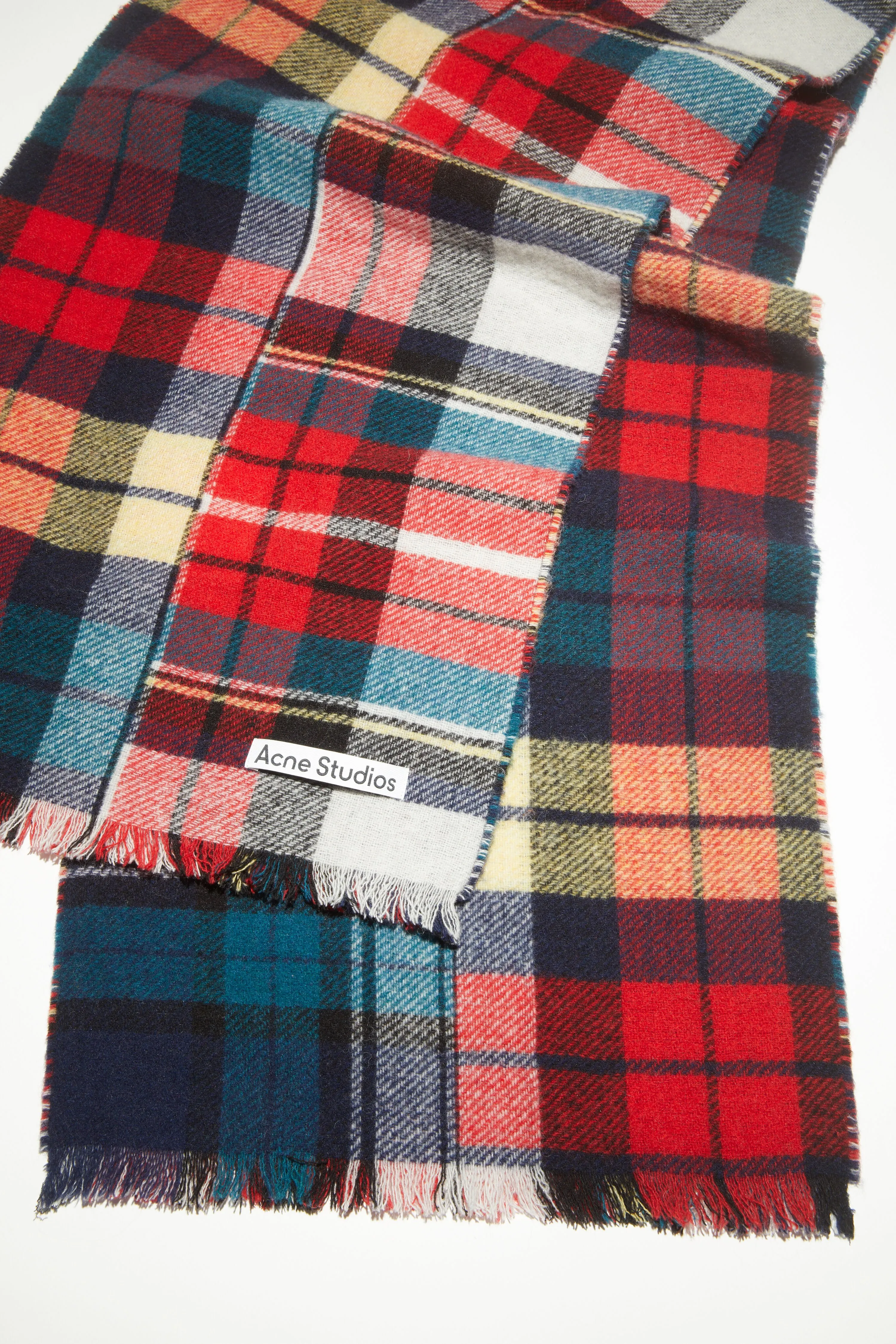 Mixed check wool scarf