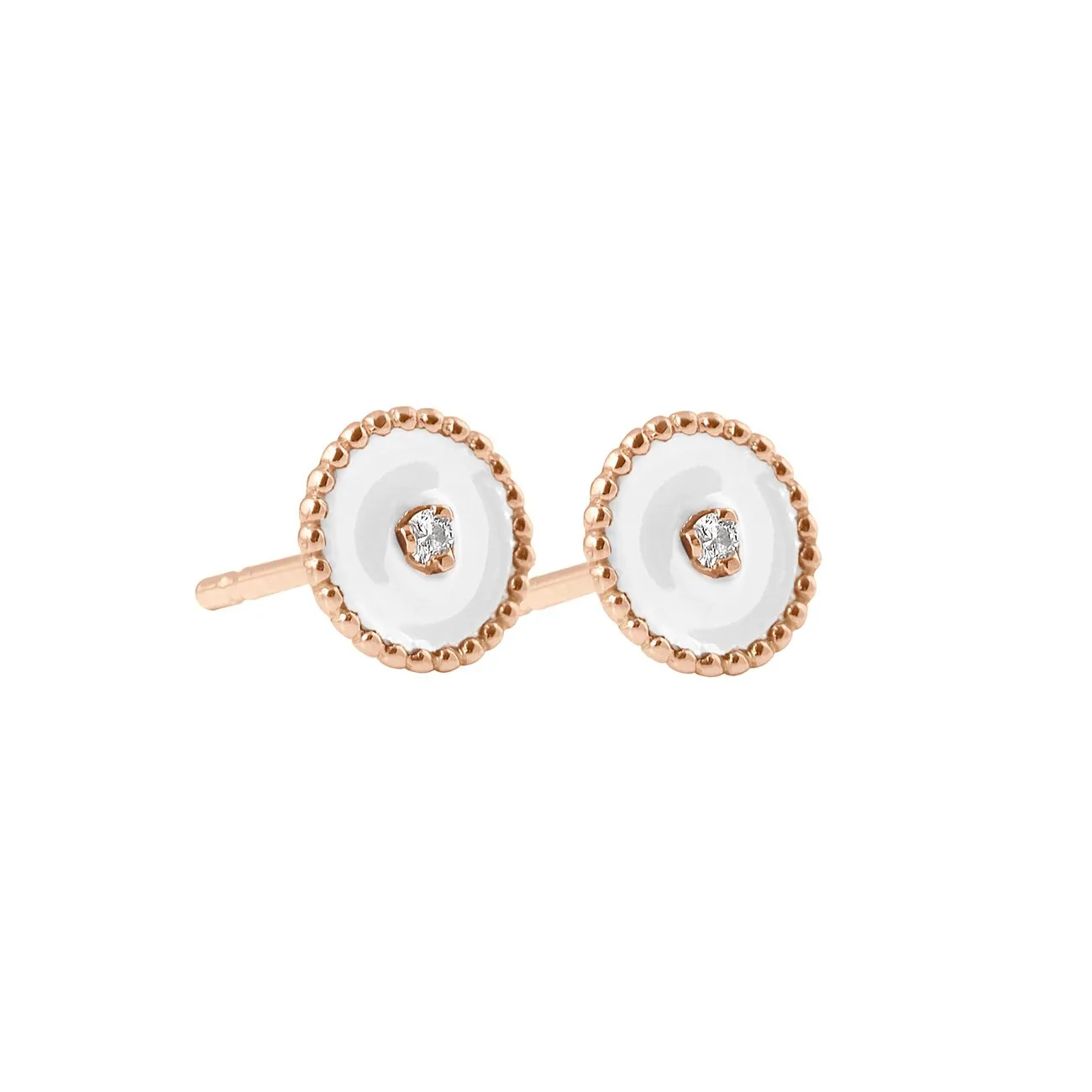 North Star, diamond White resin earrings, Rose Gold