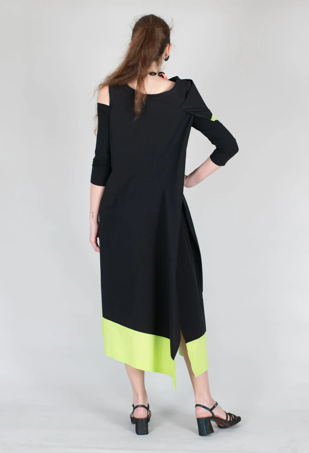 OPLI Dress in Black Light Green