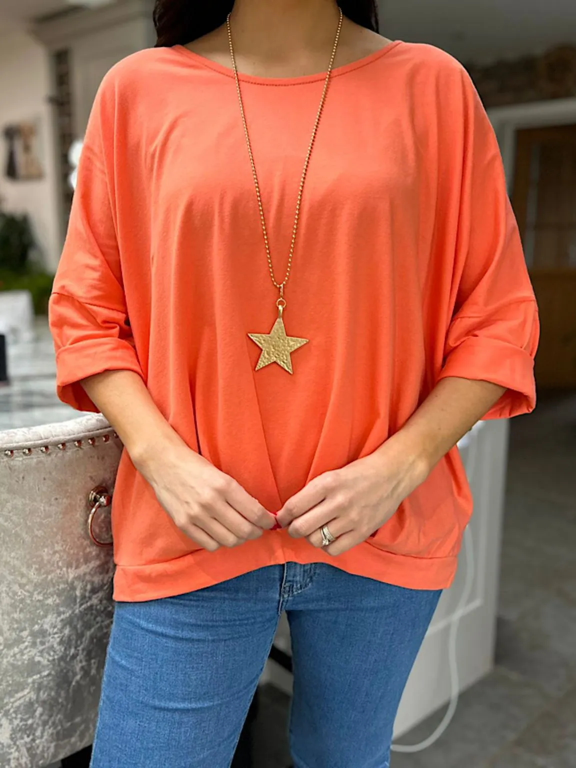 Orange Ruched Hem Top Lottie