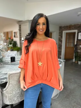 Orange Ruched Hem Top Lottie