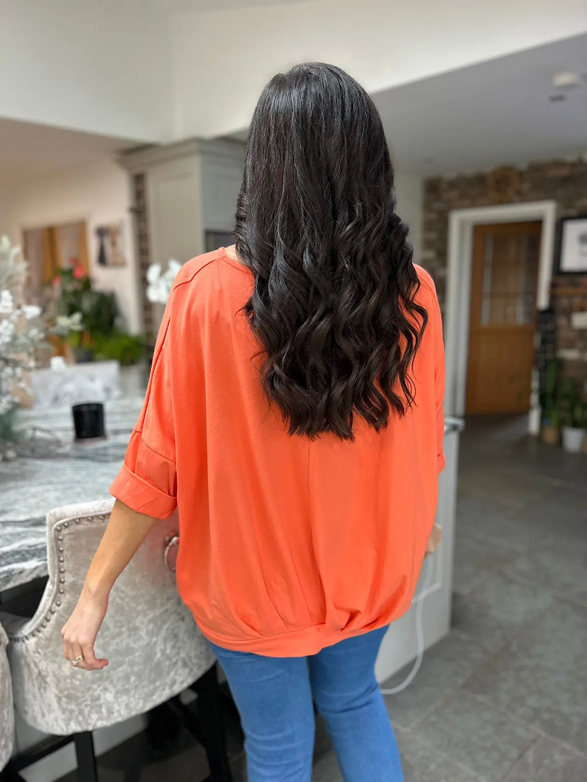 Orange Ruched Hem Top Lottie