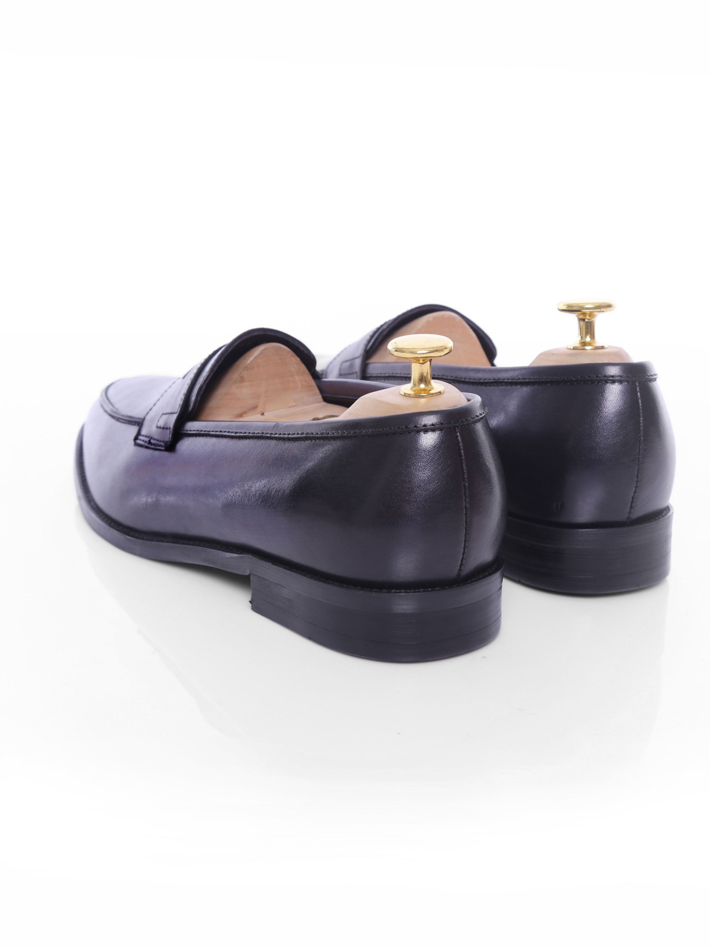 Penny Loafer - Black Grey (Hand Painted Patina)