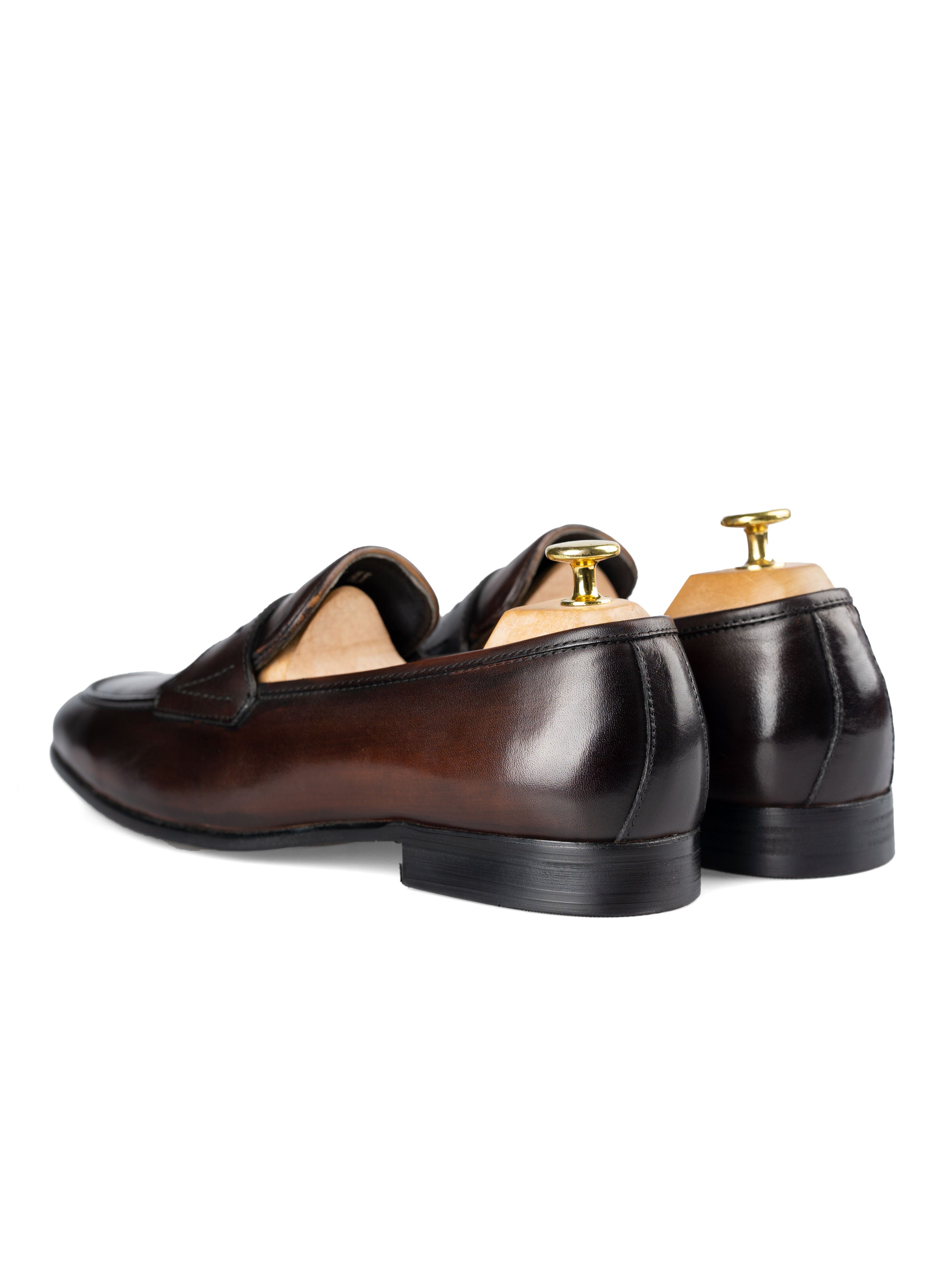 Penny Loafer Wing Strap - Dark Brown (Hand Painted Patina)