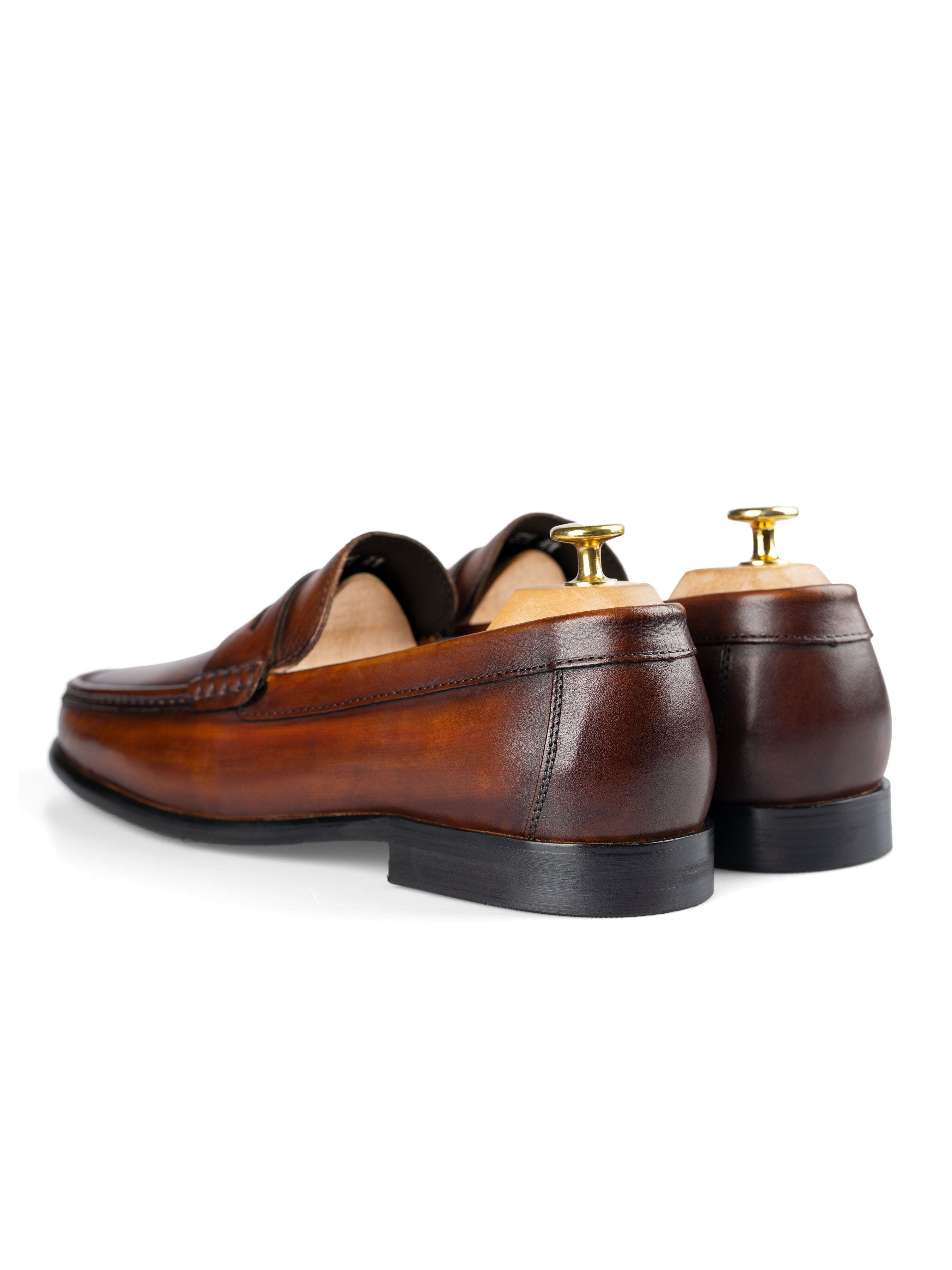 Penny Moccasin Loafer - Cognac Tan (Hand Painted Patina)