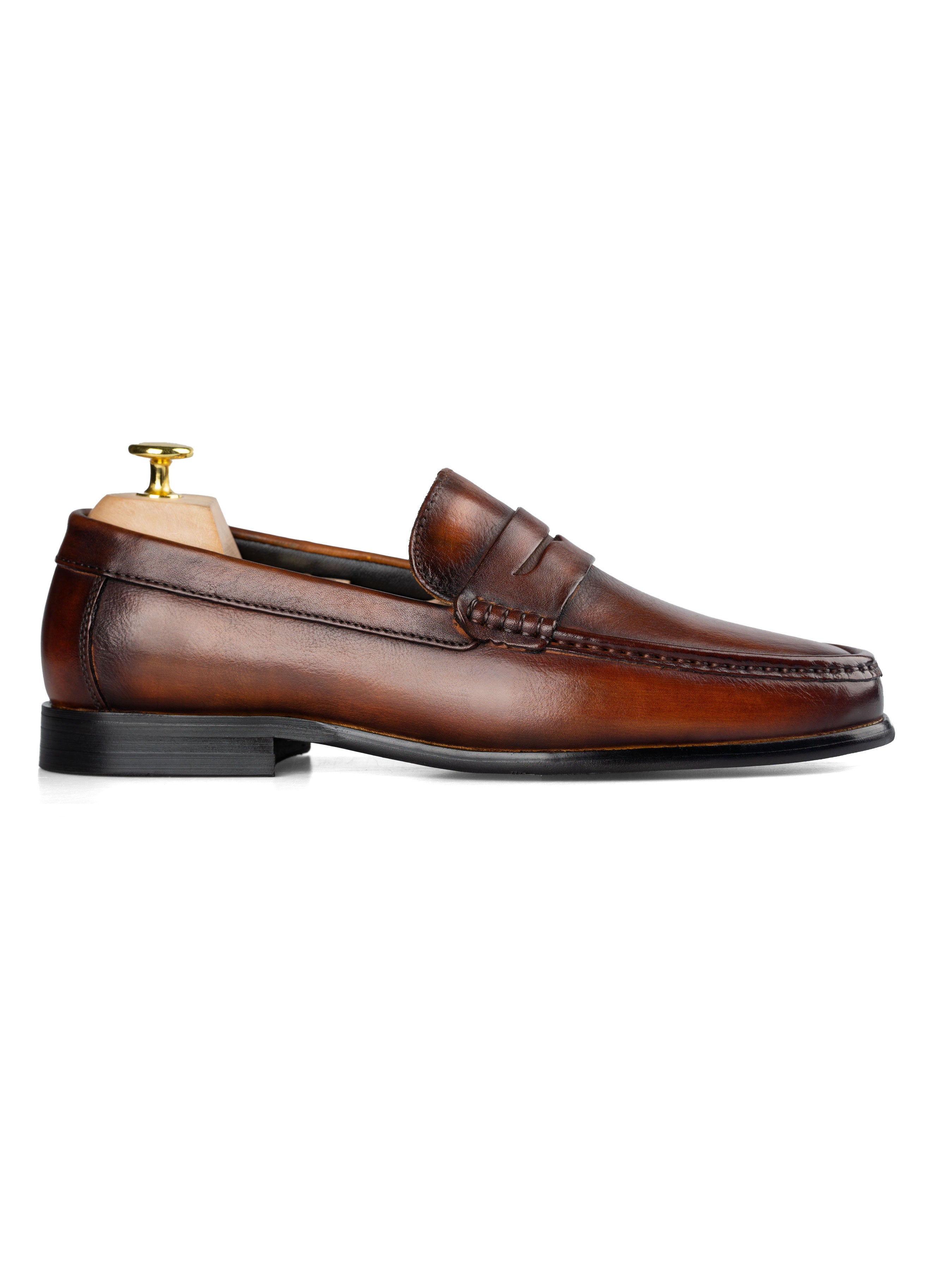 Penny Moccasin Loafer - Cognac Tan (Hand Painted Patina)