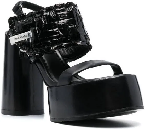 Premiata sling back leather platform sandals Black