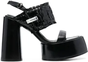 Premiata sling back leather platform sandals Black