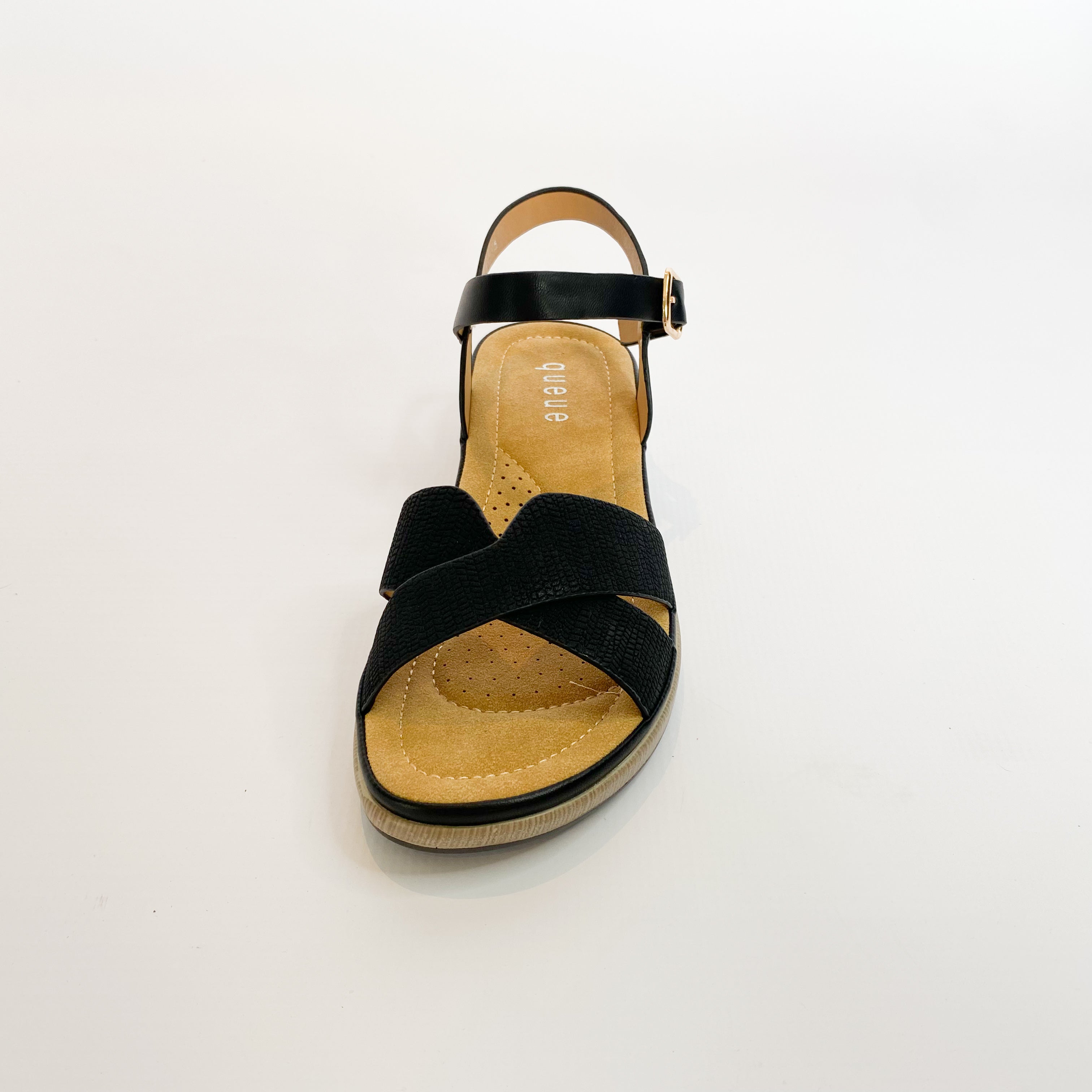 Queue black crossover sandal