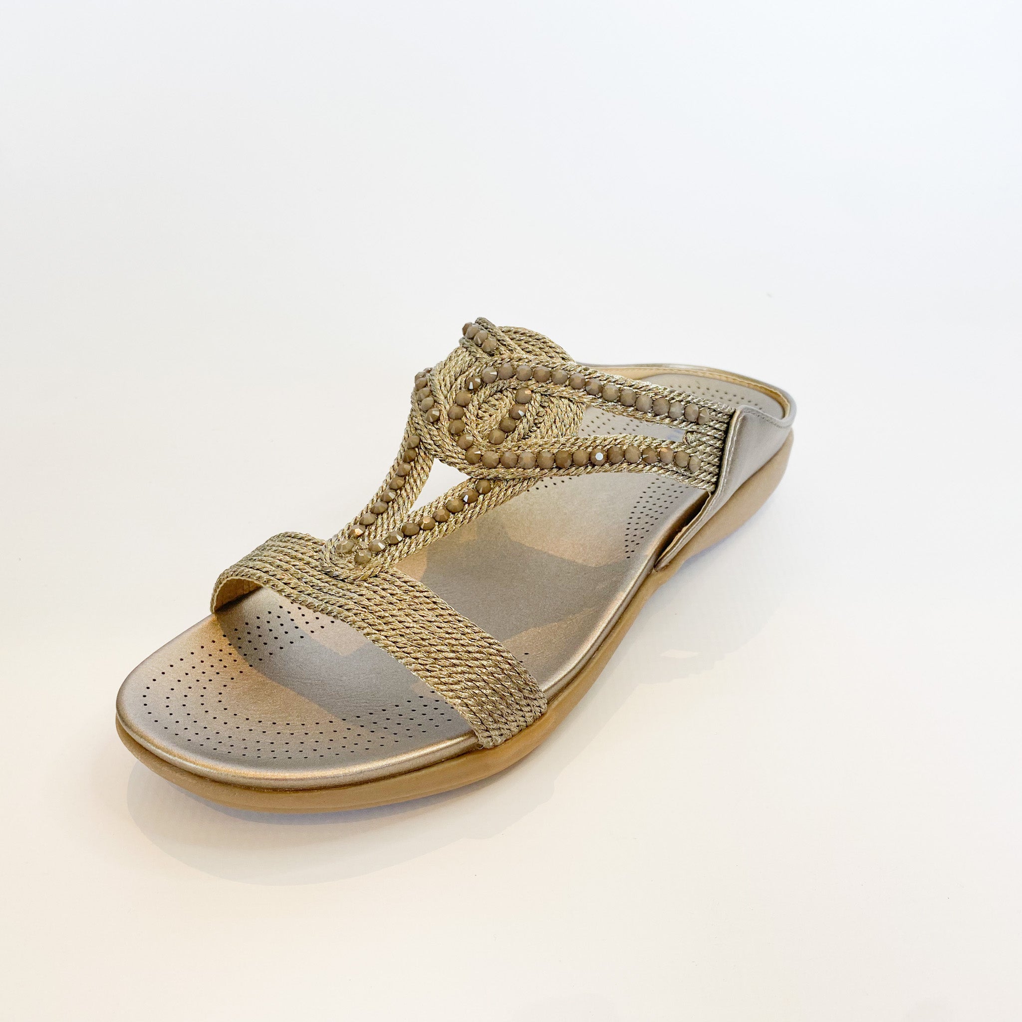 Queue pewter beaded sandal