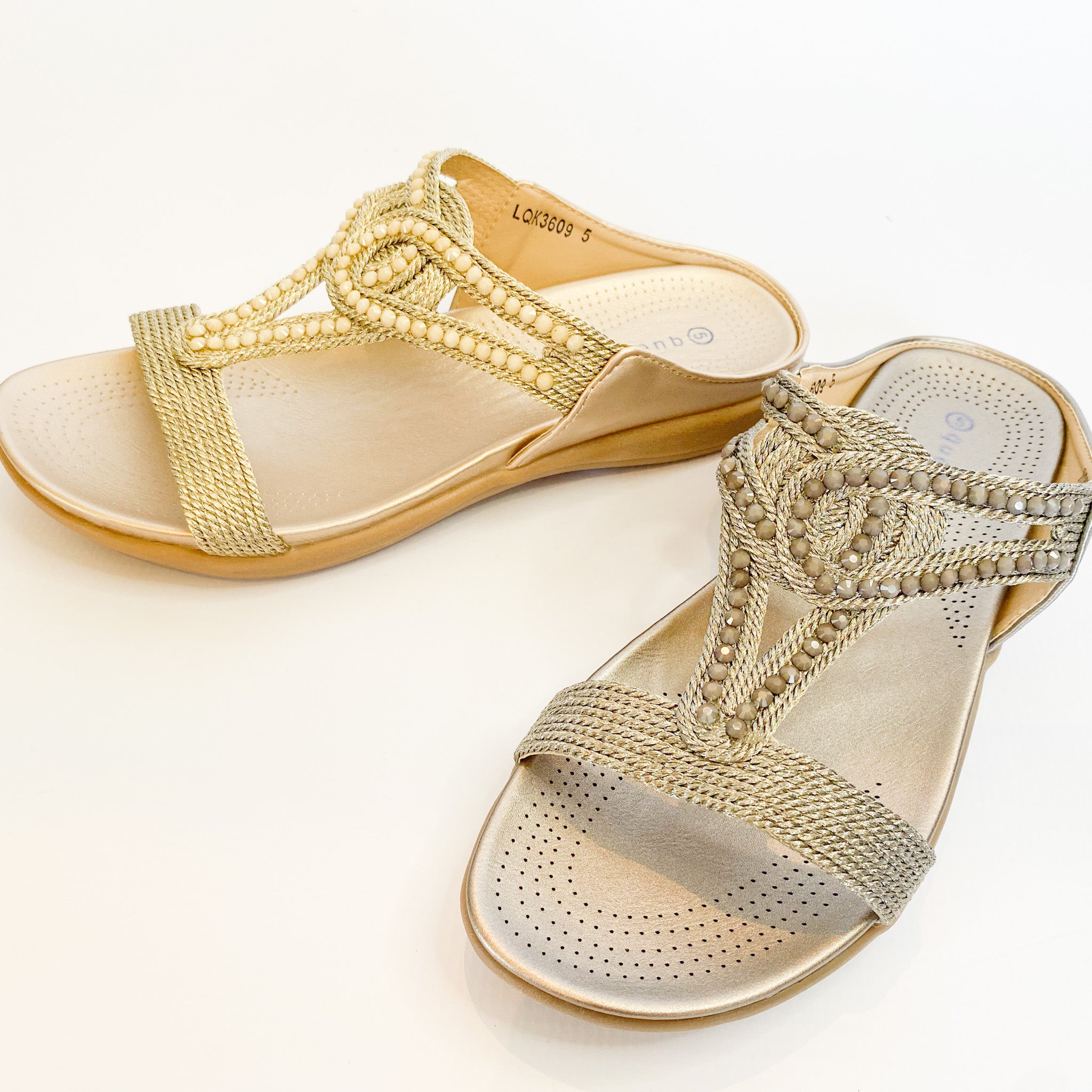 Queue pewter beaded sandal