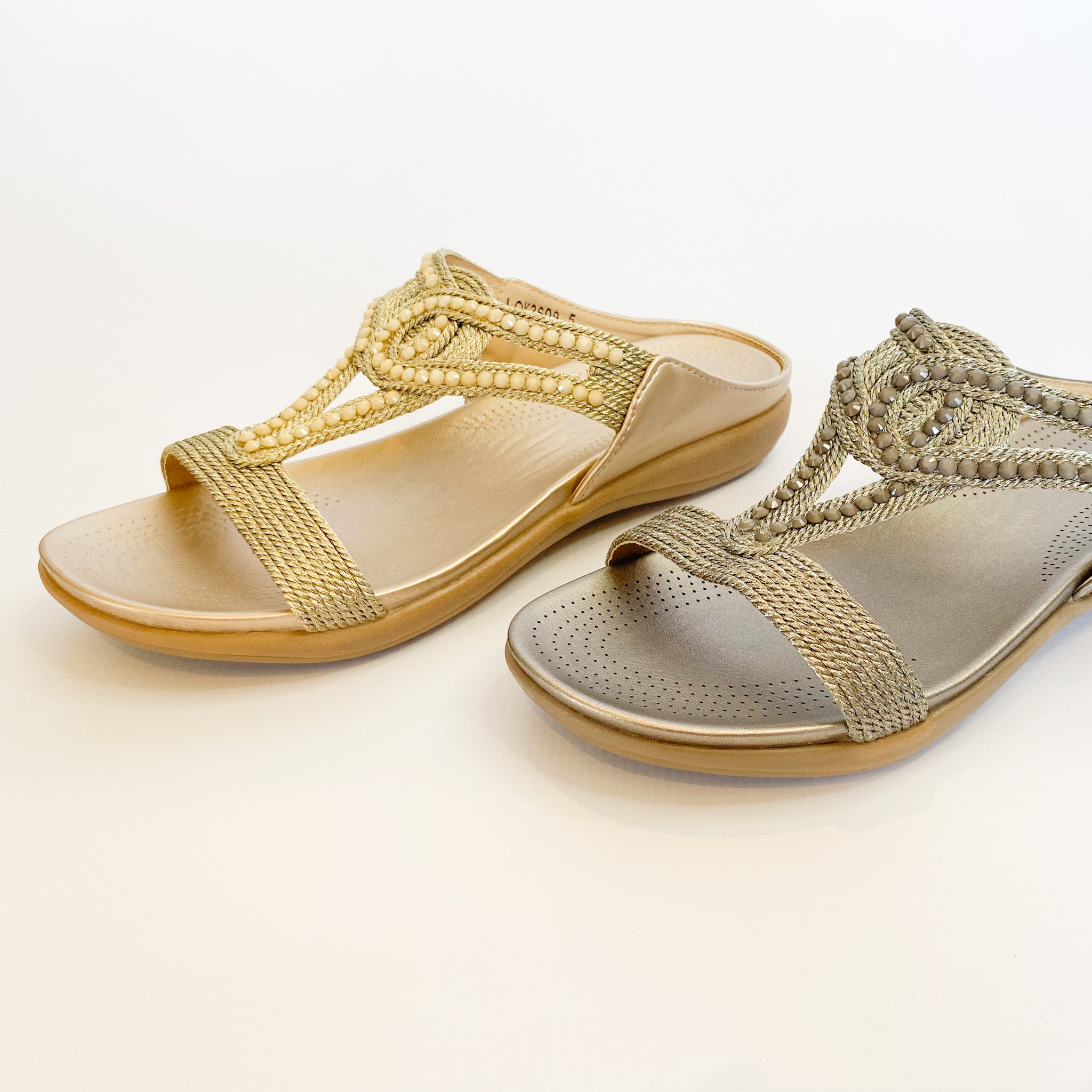 Queue pewter beaded sandal