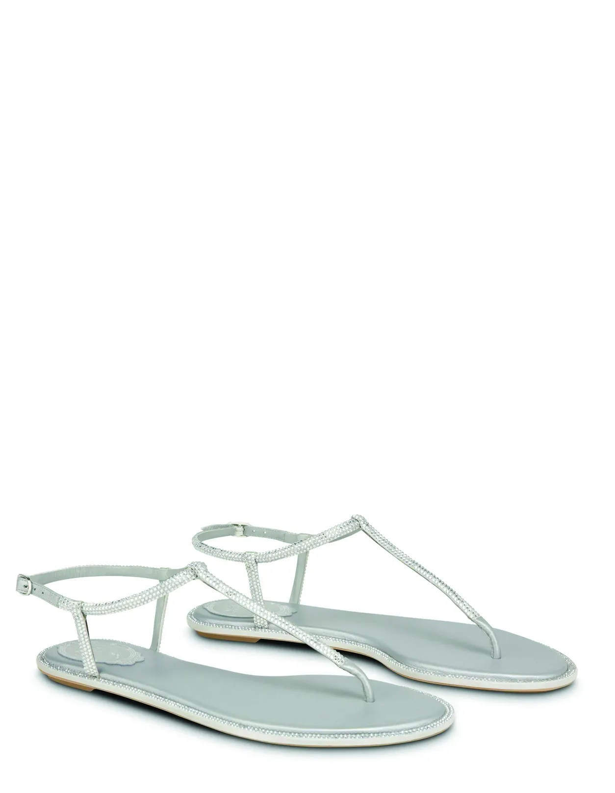 RENE' CAOVILLA Grey Diana Low Jewel Sandals