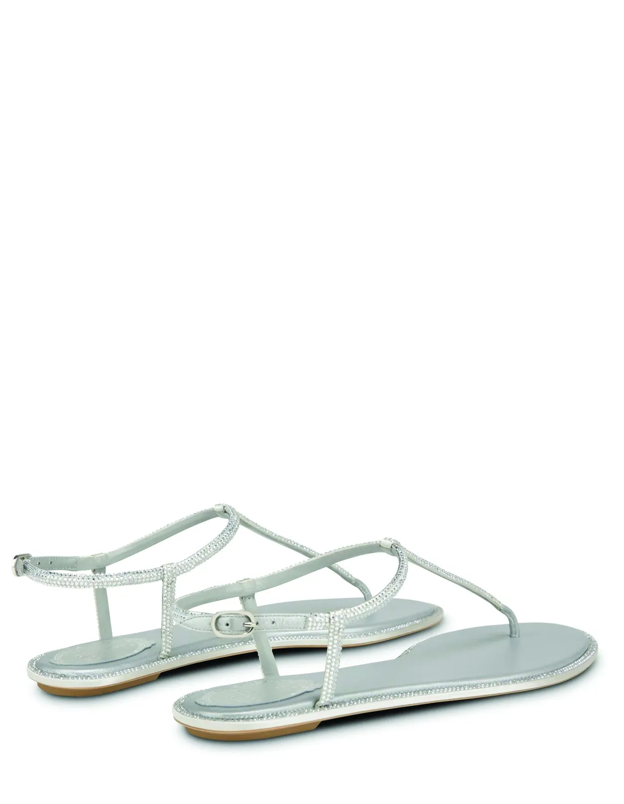 RENE' CAOVILLA Grey Diana Low Jewel Sandals