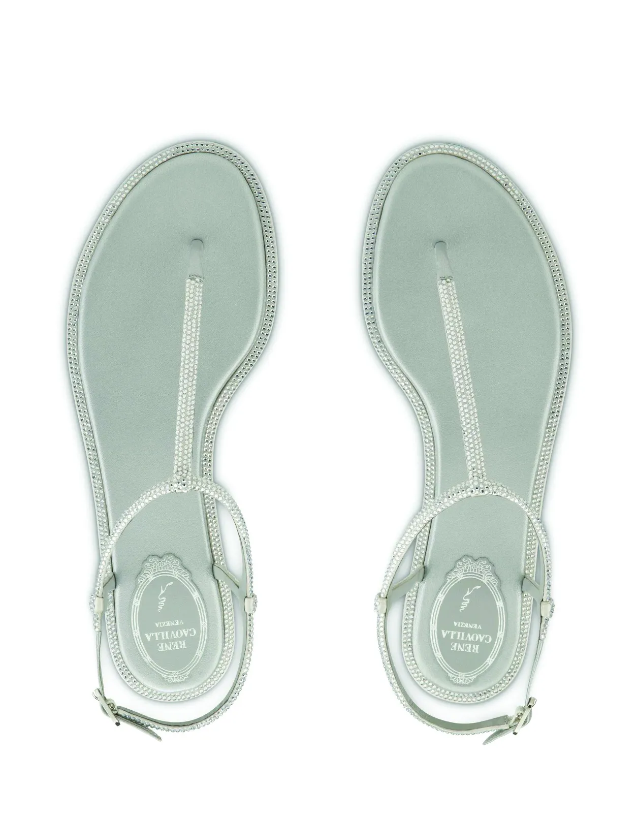 RENE' CAOVILLA Grey Diana Low Jewel Sandals