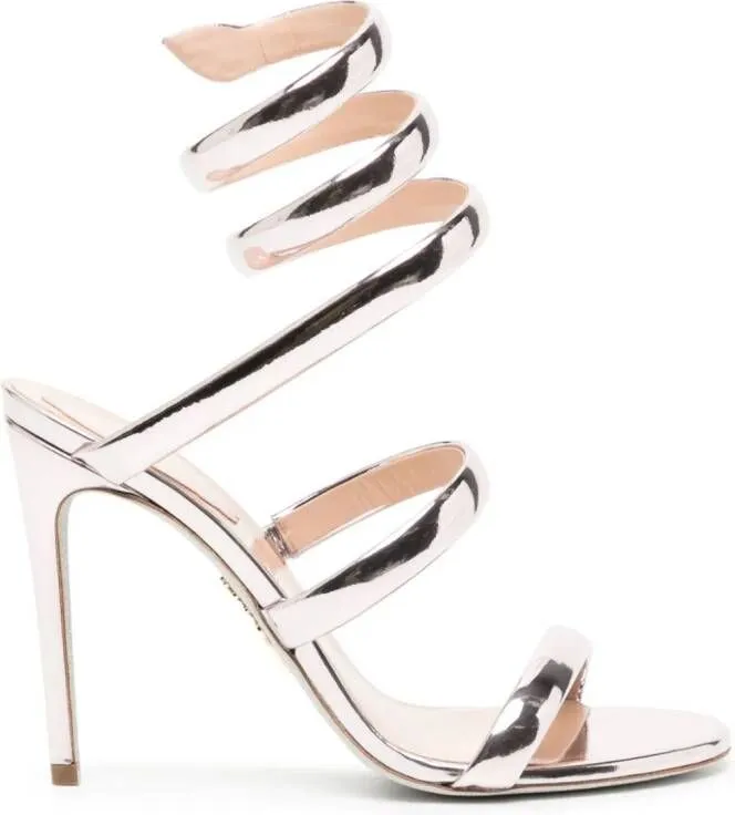 René Caovilla Cleo 100mm metallic-finish sandals Pink