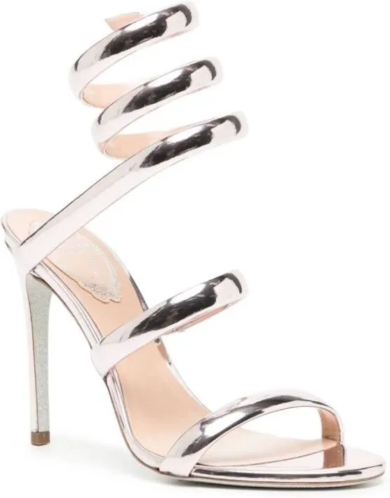 René Caovilla Cleo 100mm metallic-finish sandals Pink