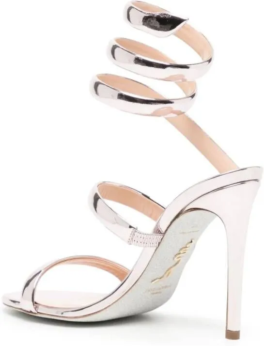 René Caovilla Cleo 100mm metallic-finish sandals Pink