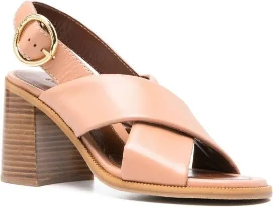 See by Chloé 85mm logo-buckle leather sandals Pink