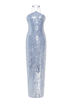 Sequin Maxi Dress in Light Blue