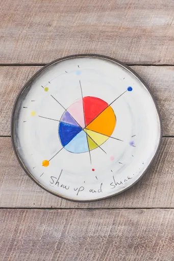 Show Up Hand Painted Ceramic Small Round Plate