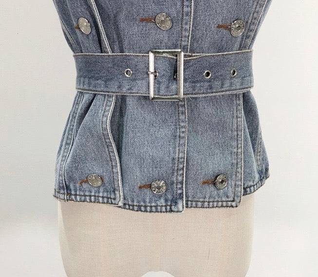 Strapless Belted Denim Top