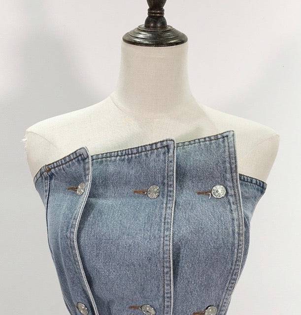 Strapless Belted Denim Top