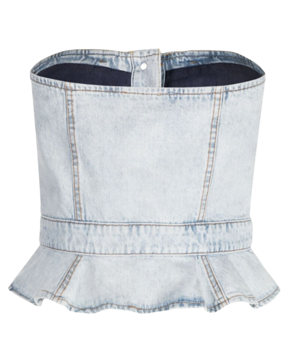 Strapless Denim Top Washed Denim