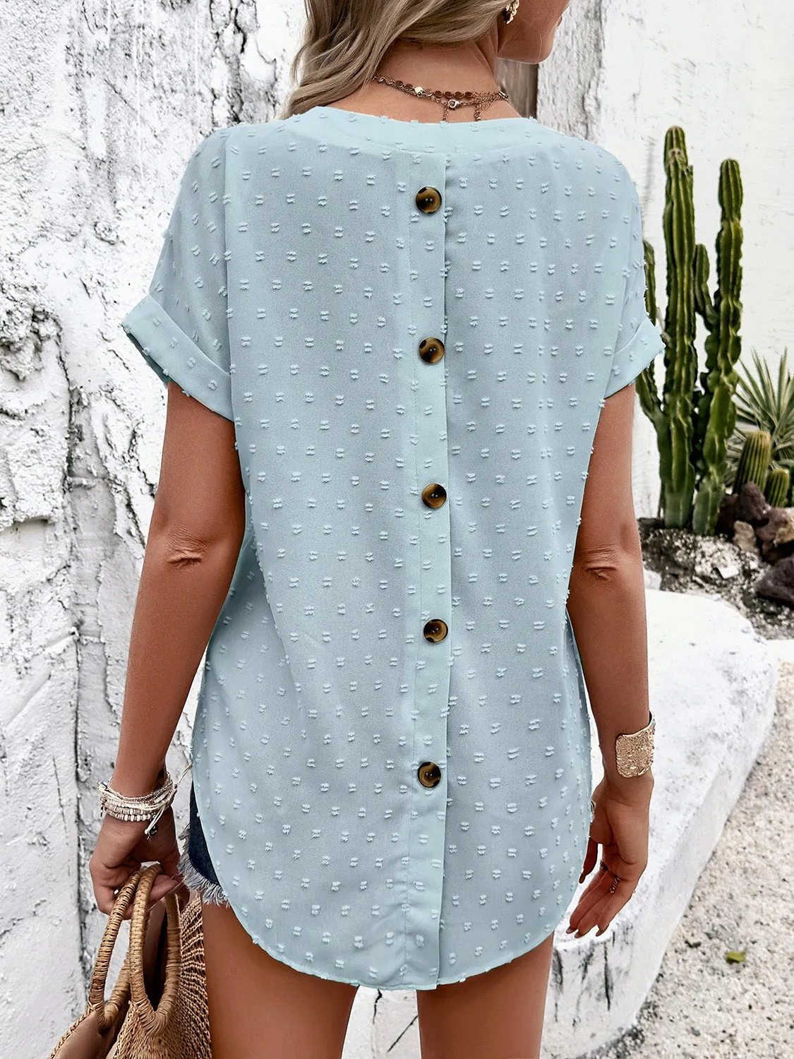 Swiss Dot and Buttons Blouse