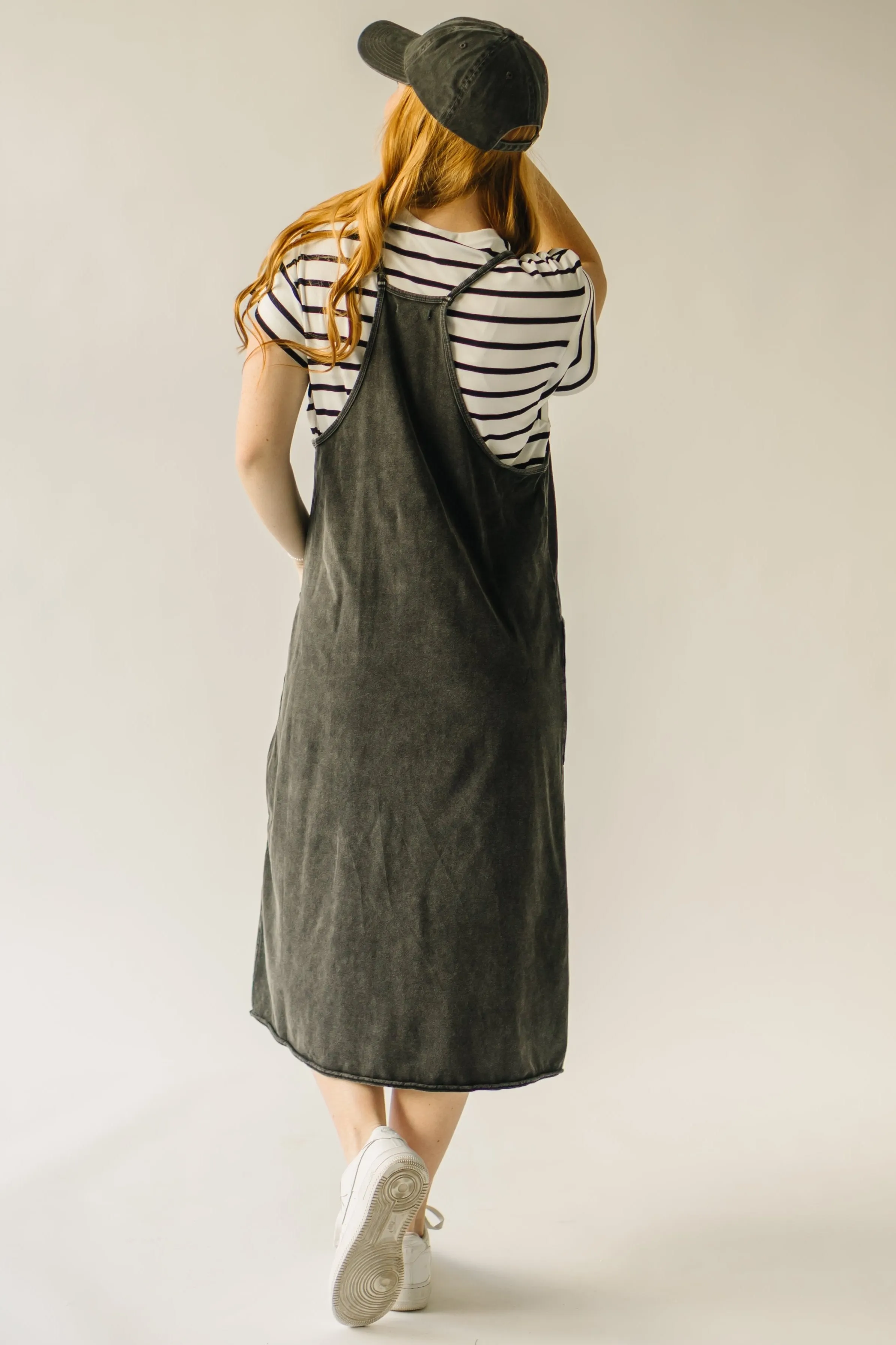 The Sidner Overall Midi Dress in Black