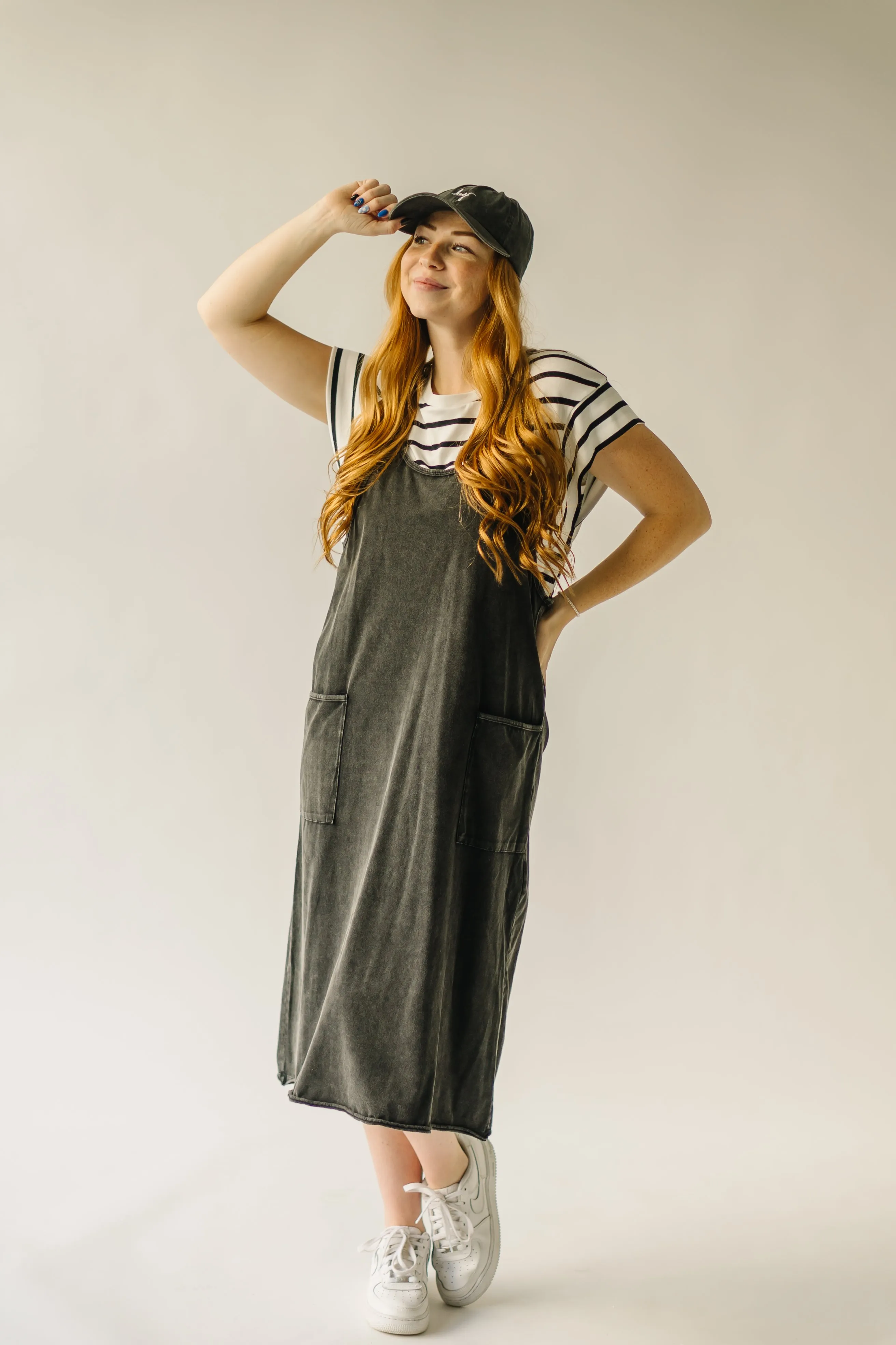 The Sidner Overall Midi Dress in Black