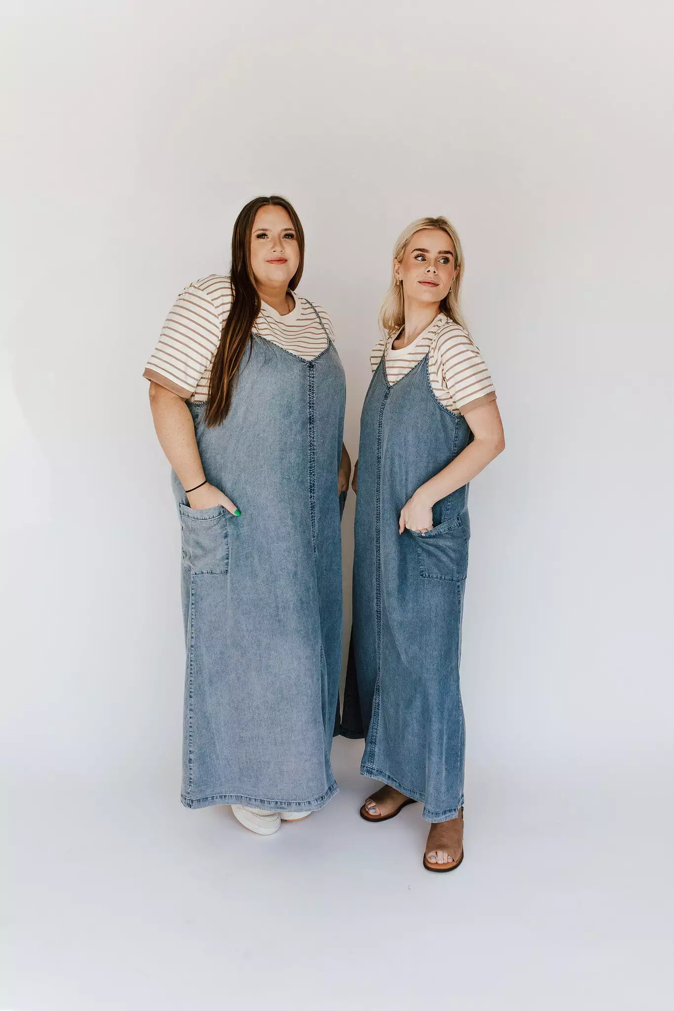 The Tolley Pocket Detail Overall Dress in Denim Blue