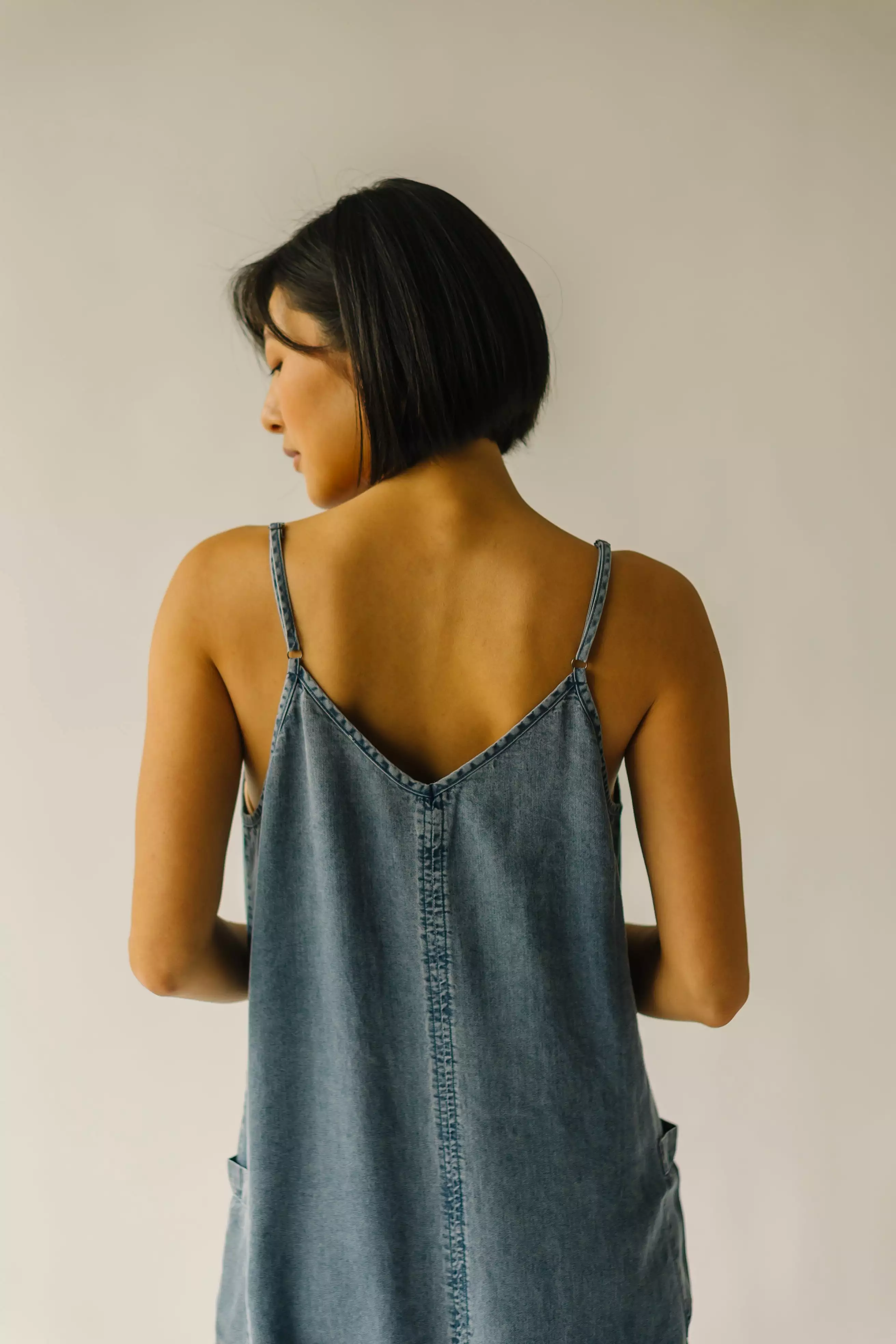 The Tolley Pocket Detail Overall Dress in Denim Blue