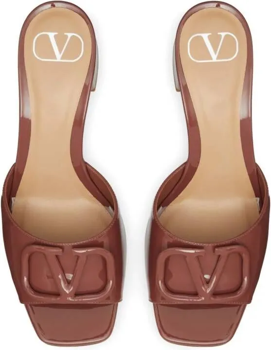 Valentino Garavani VLogo Signature 60mm patent sandals Brown