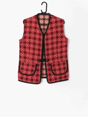 Vintage welsh wool waistcoat vest in red and black 60s 70s – Medium