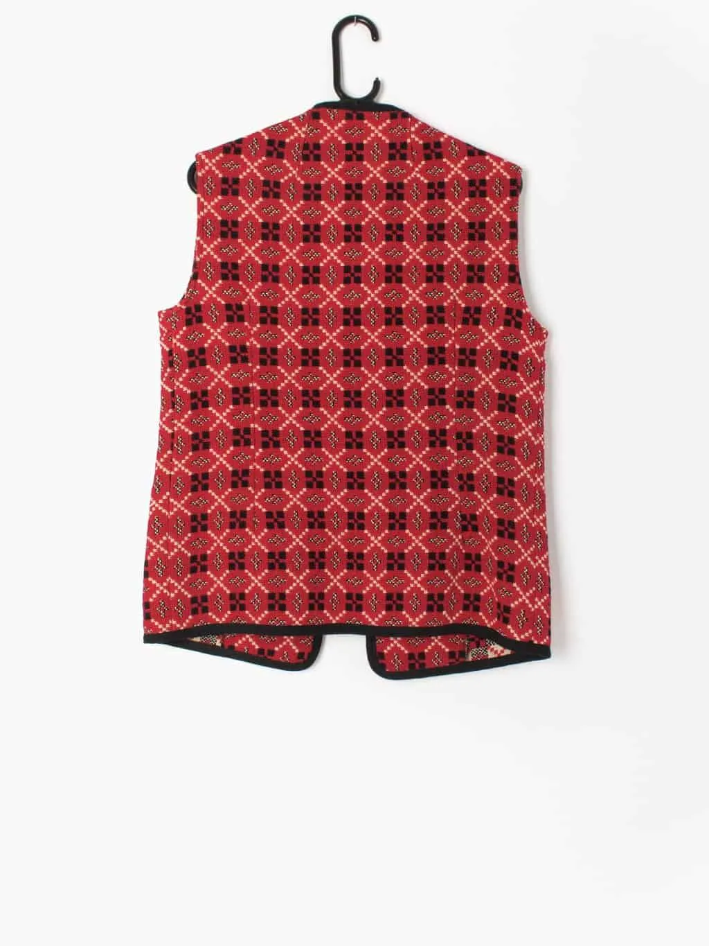 Vintage welsh wool waistcoat vest in red and black 60s 70s – Medium