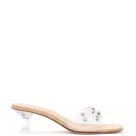 Vivi Lucite Mule in Clear Vinyl with Swarovski Crystals