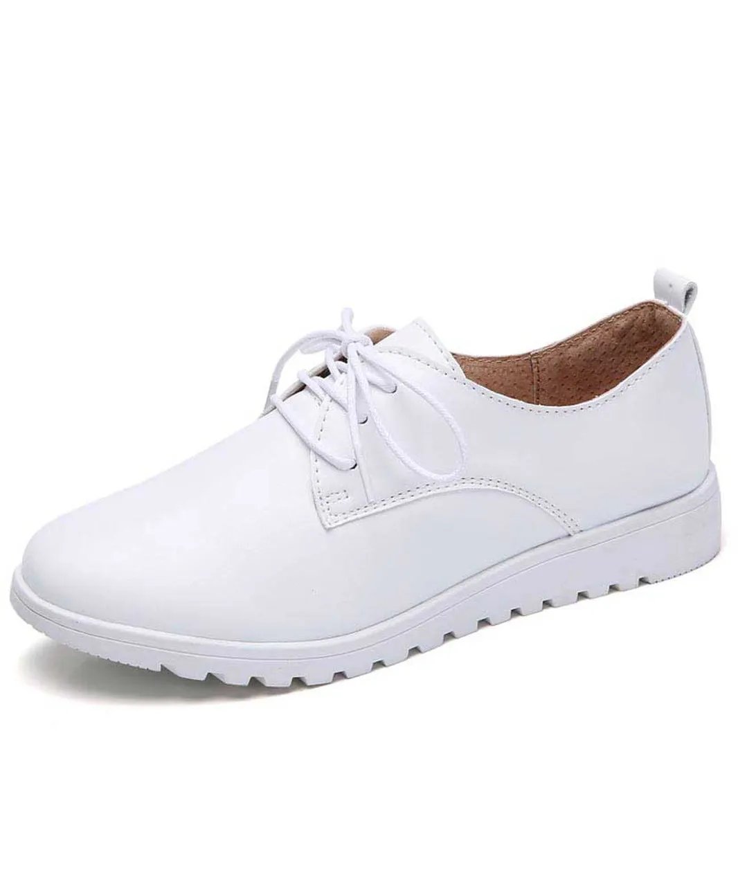 White plain casual lace up shoe sneaker