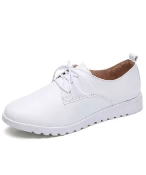 White plain casual lace up shoe sneaker