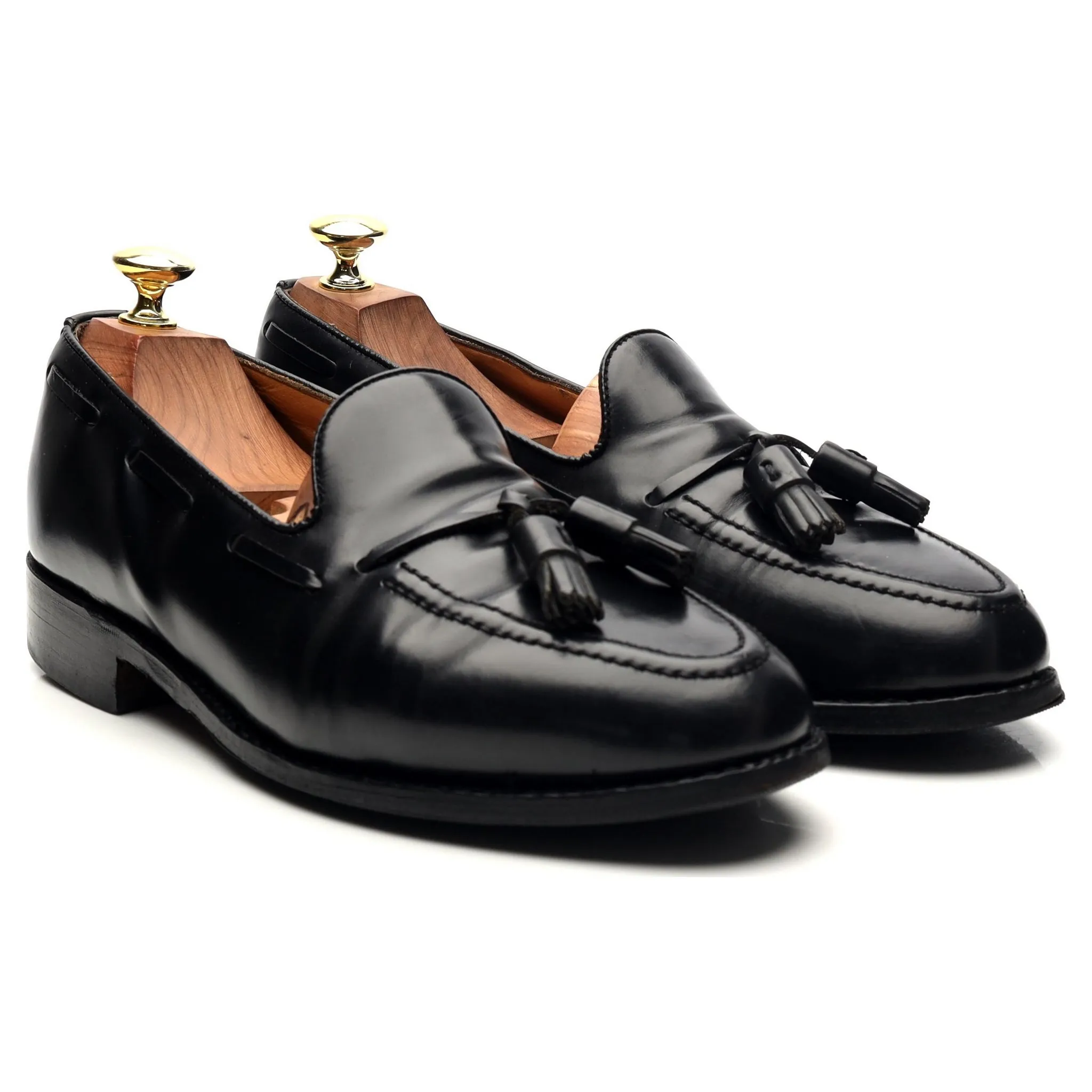 'Windsor' Black Leather Tassel Loafers UK 7.5 EX