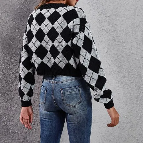 Women's Cardigan Long Sleeve Sweaters & Cardigans Casual Argyle