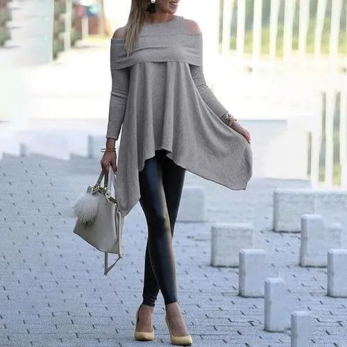 Women's T-shirt Long Sleeve T-shirts Casual Solid Color